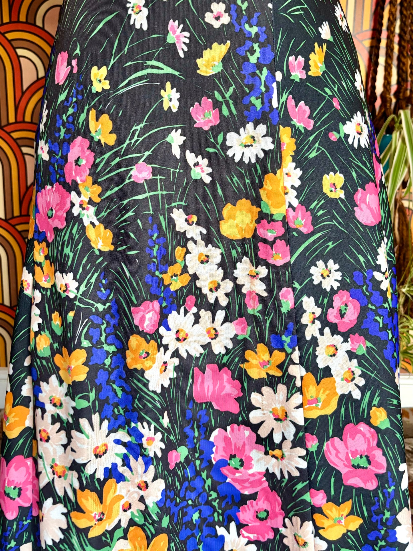 Vintage 70s Colourful Floral Maxi Skirt