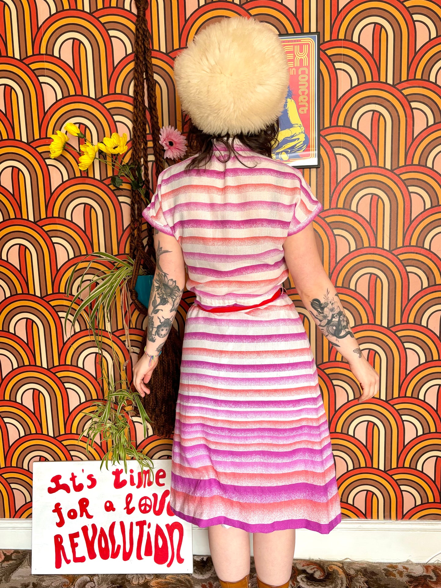 Vintage 70s Pink Stripe Dress