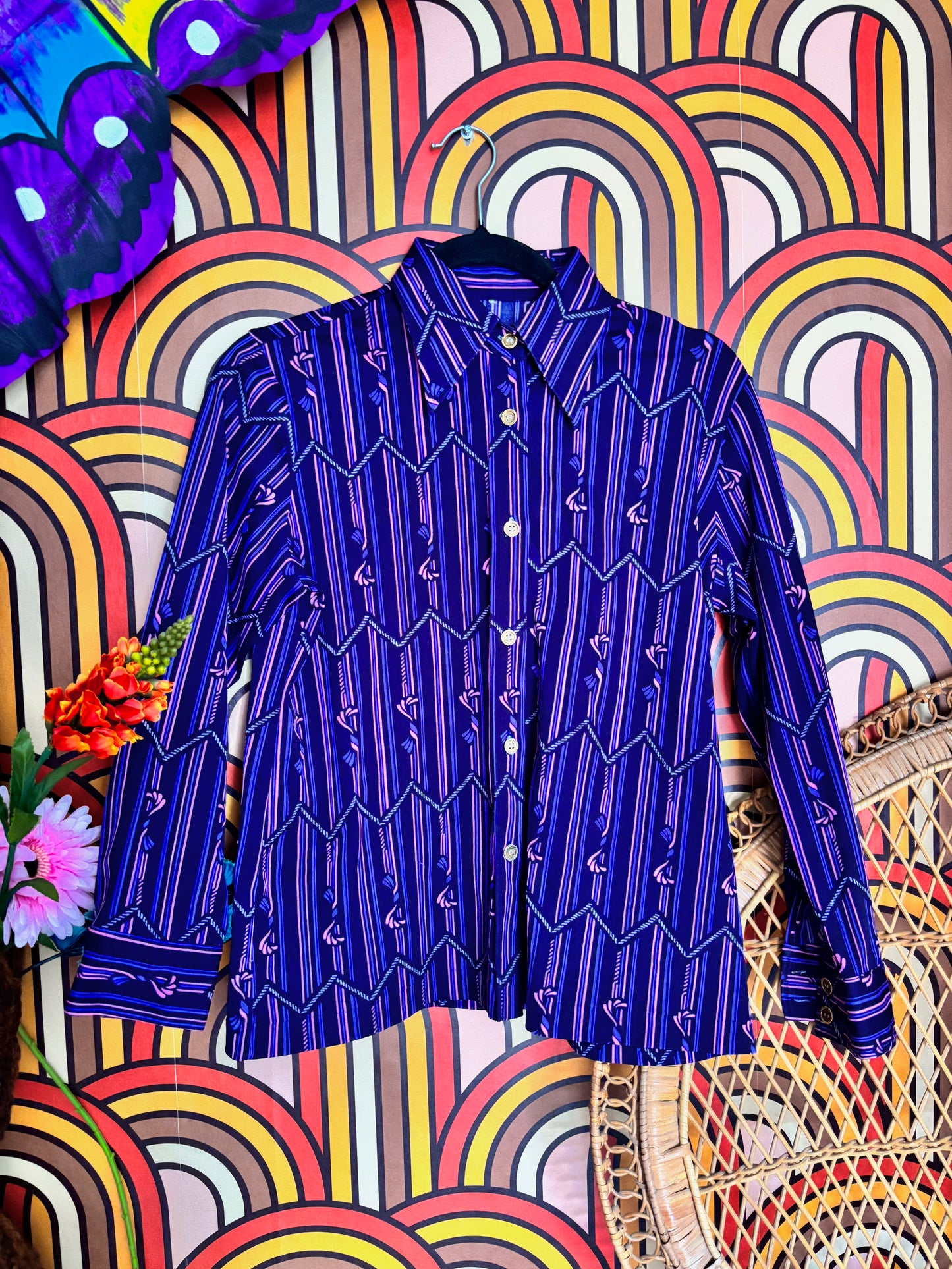 Vintage 70s Purple Print Shirt