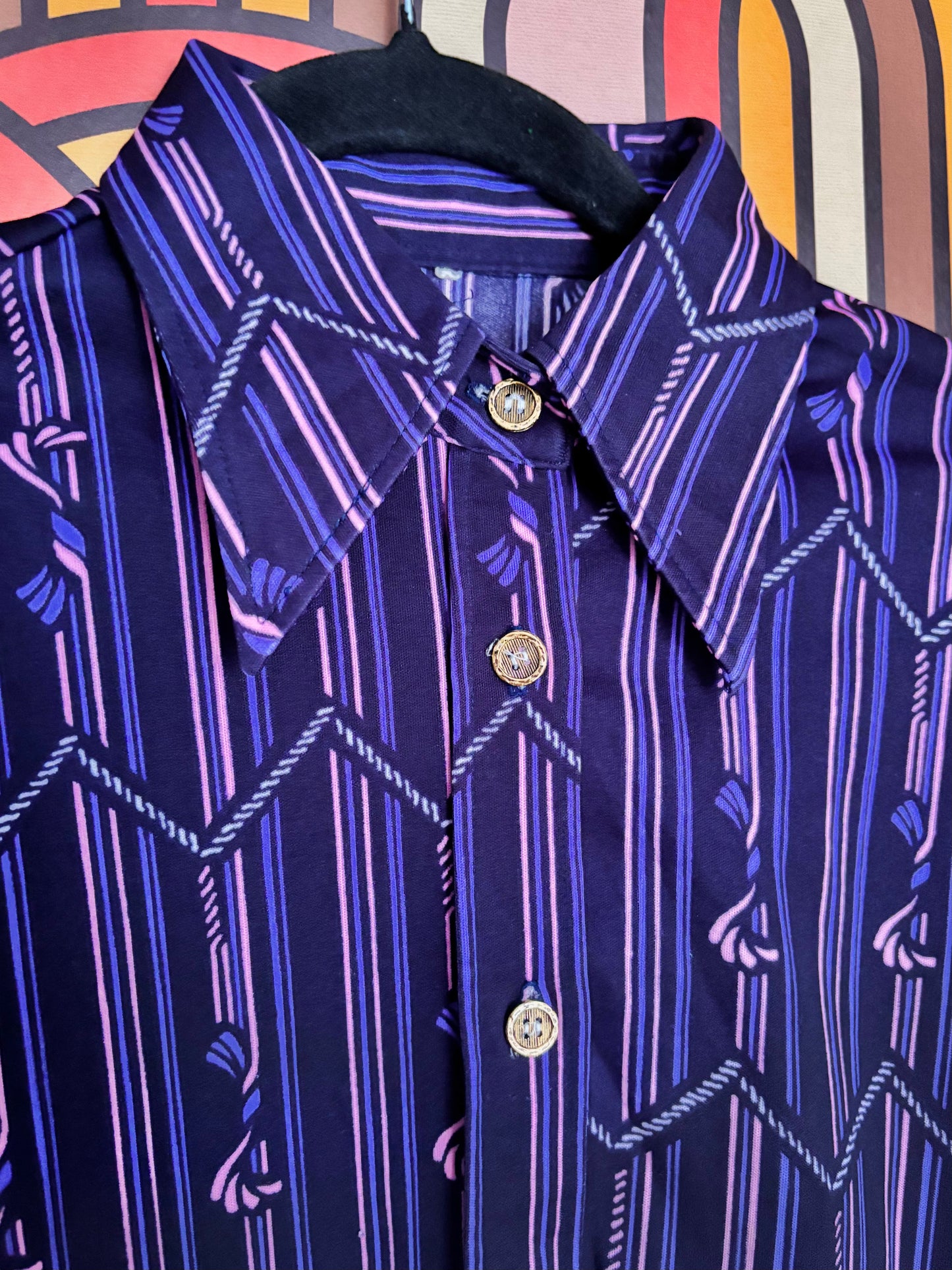 Vintage 70s Purple Print Shirt