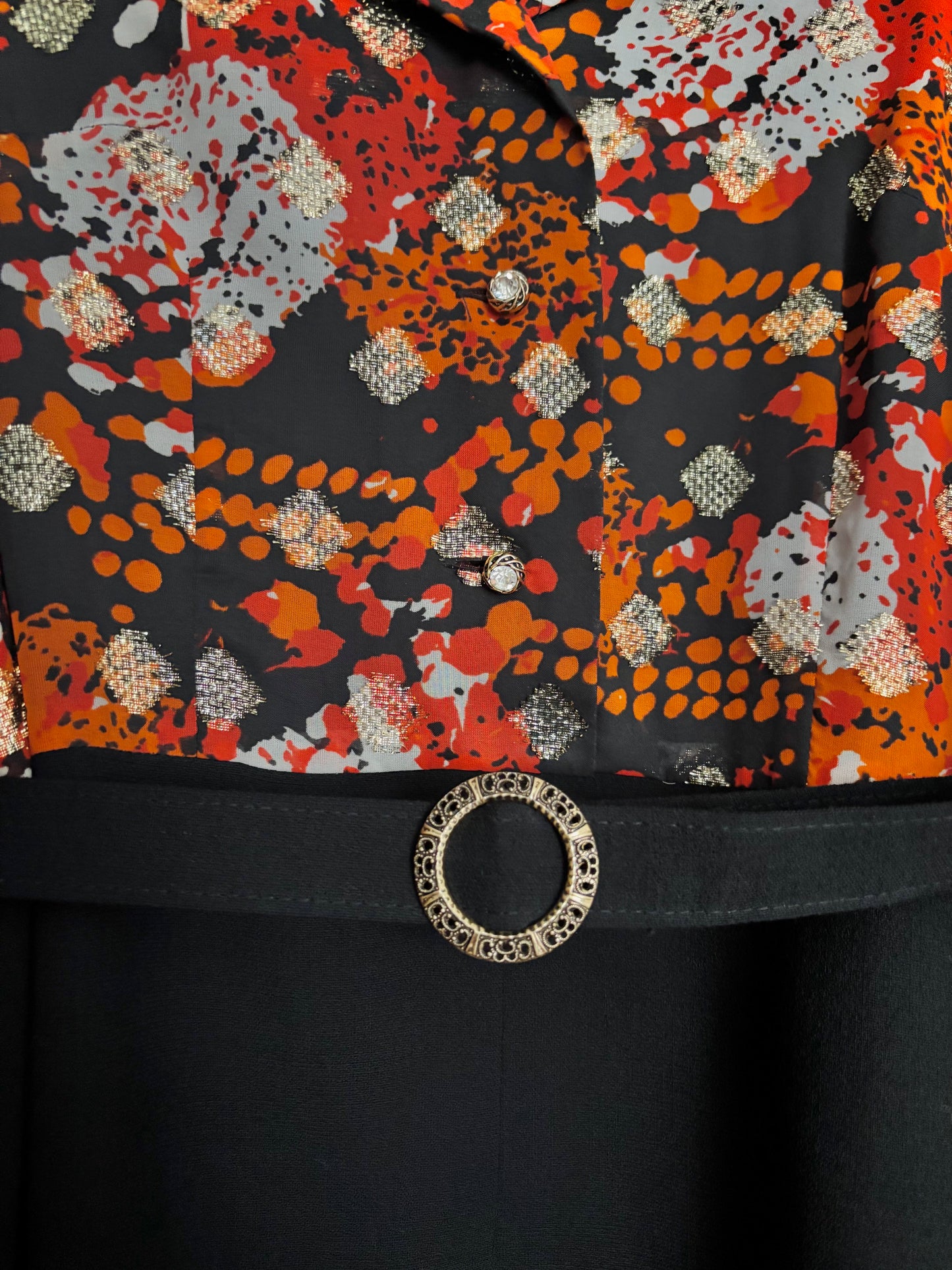Vintage 70s Orange and Black Maxi Dress