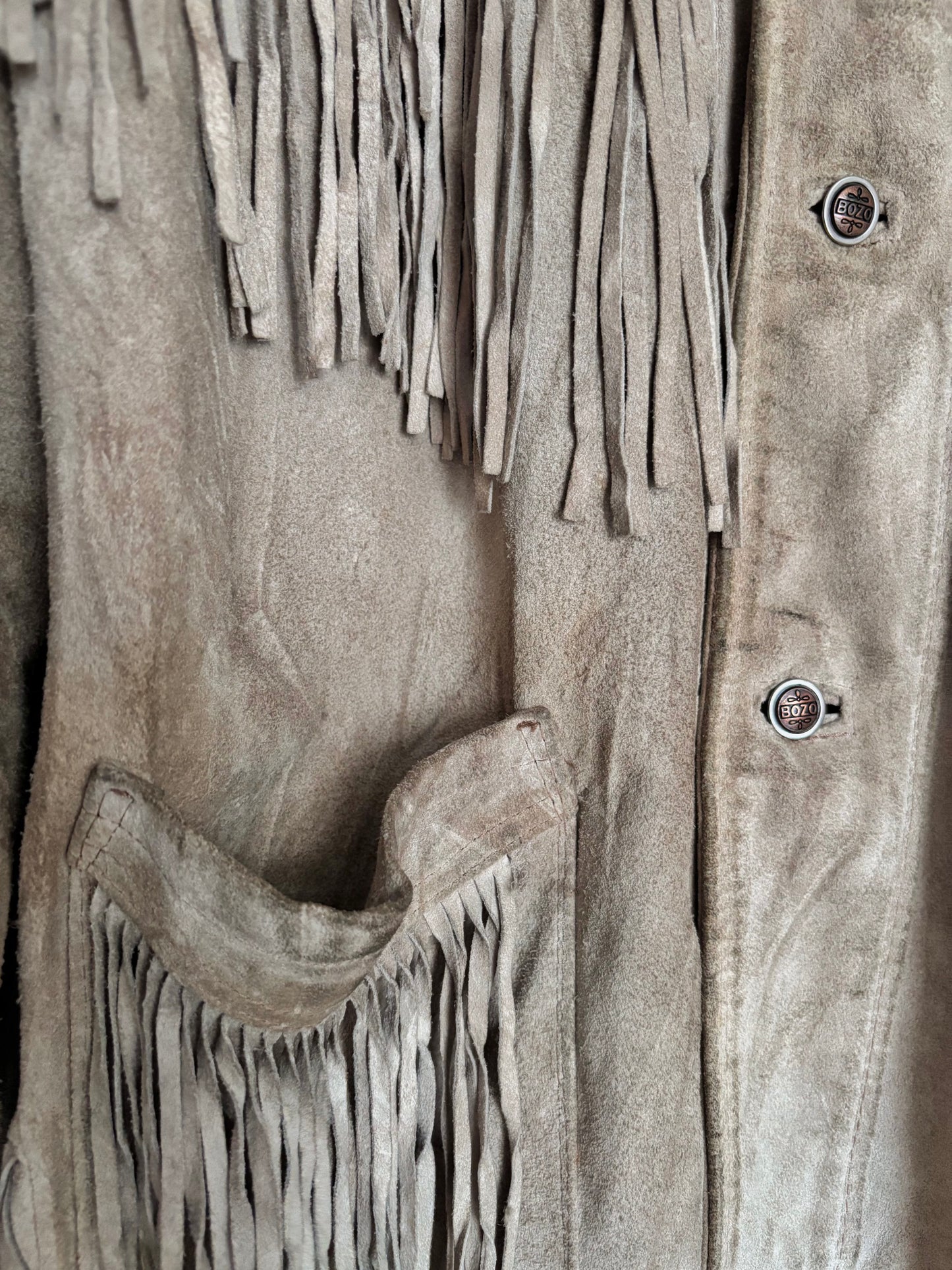 Vintage 70s Cream Suede Fringe Jacket