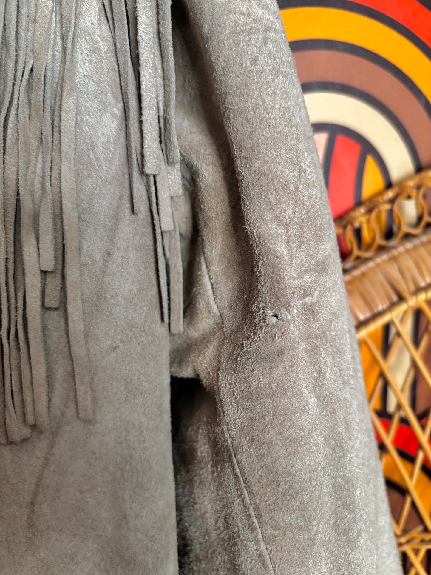 Vintage 70s Cream Suede Fringe Jacket