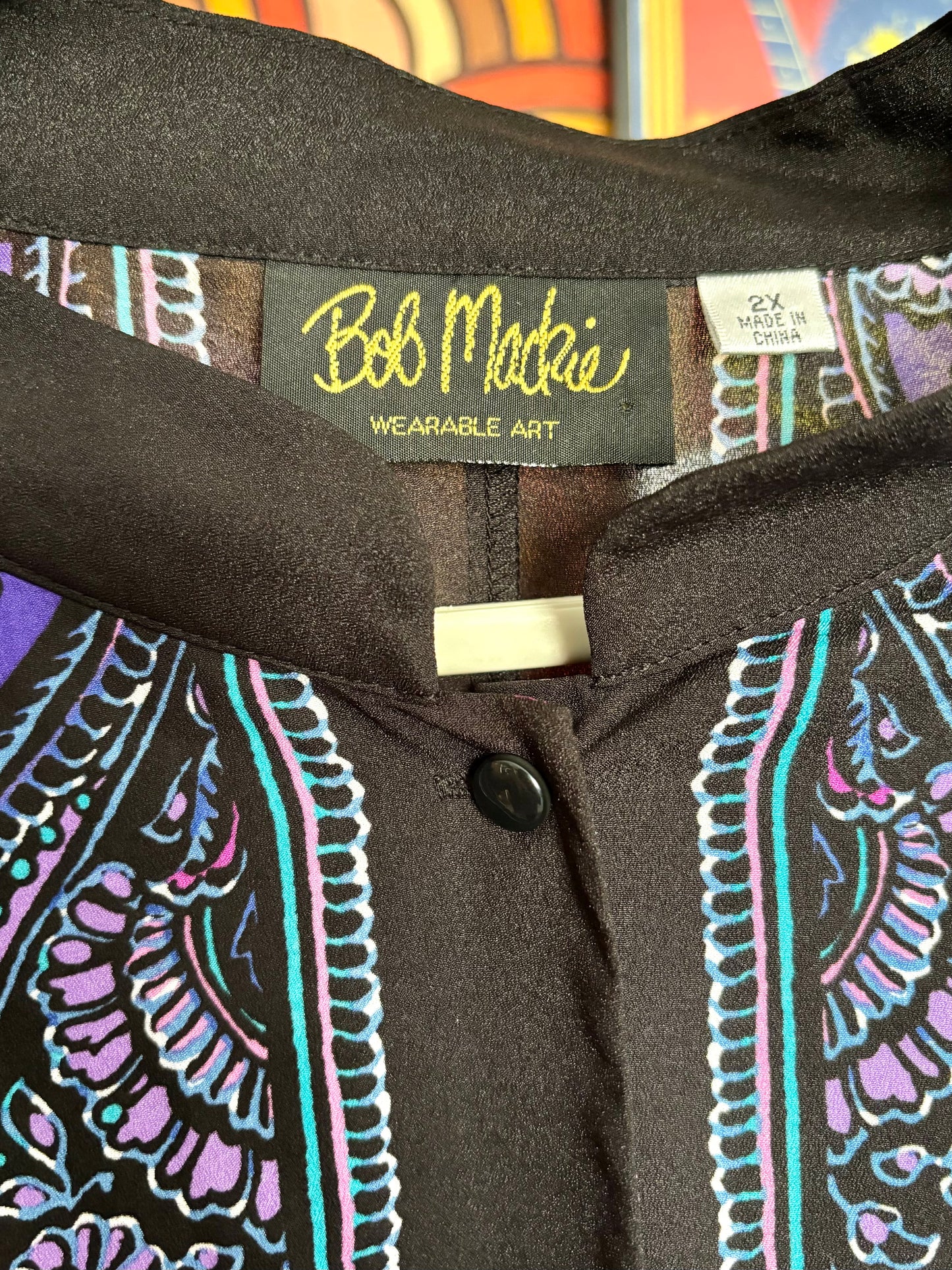 Vintage 80s Bob Mackie Wearable Art Paisley Shirt
