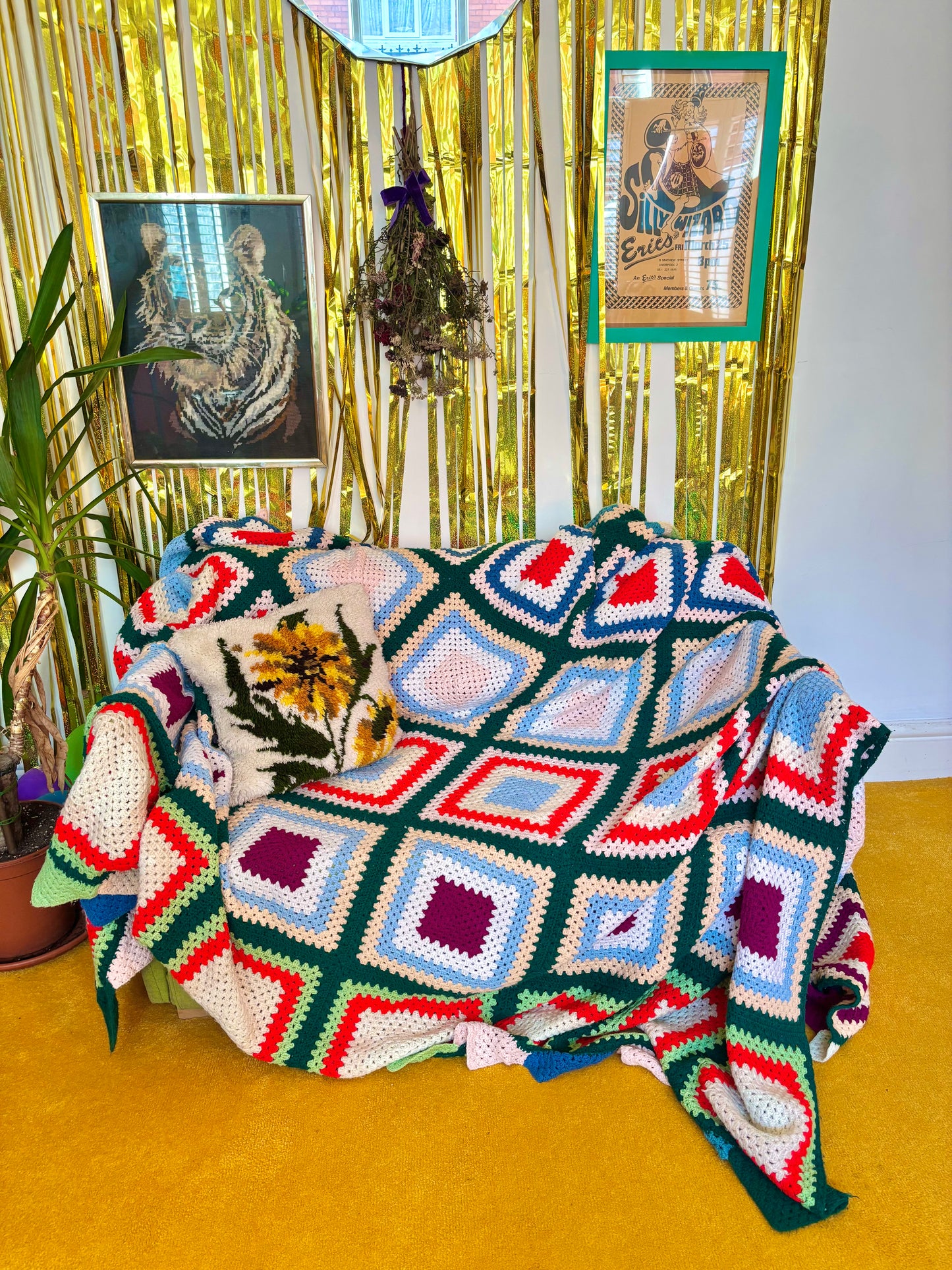 Vintage Extra Large King Size Crochet Blanket