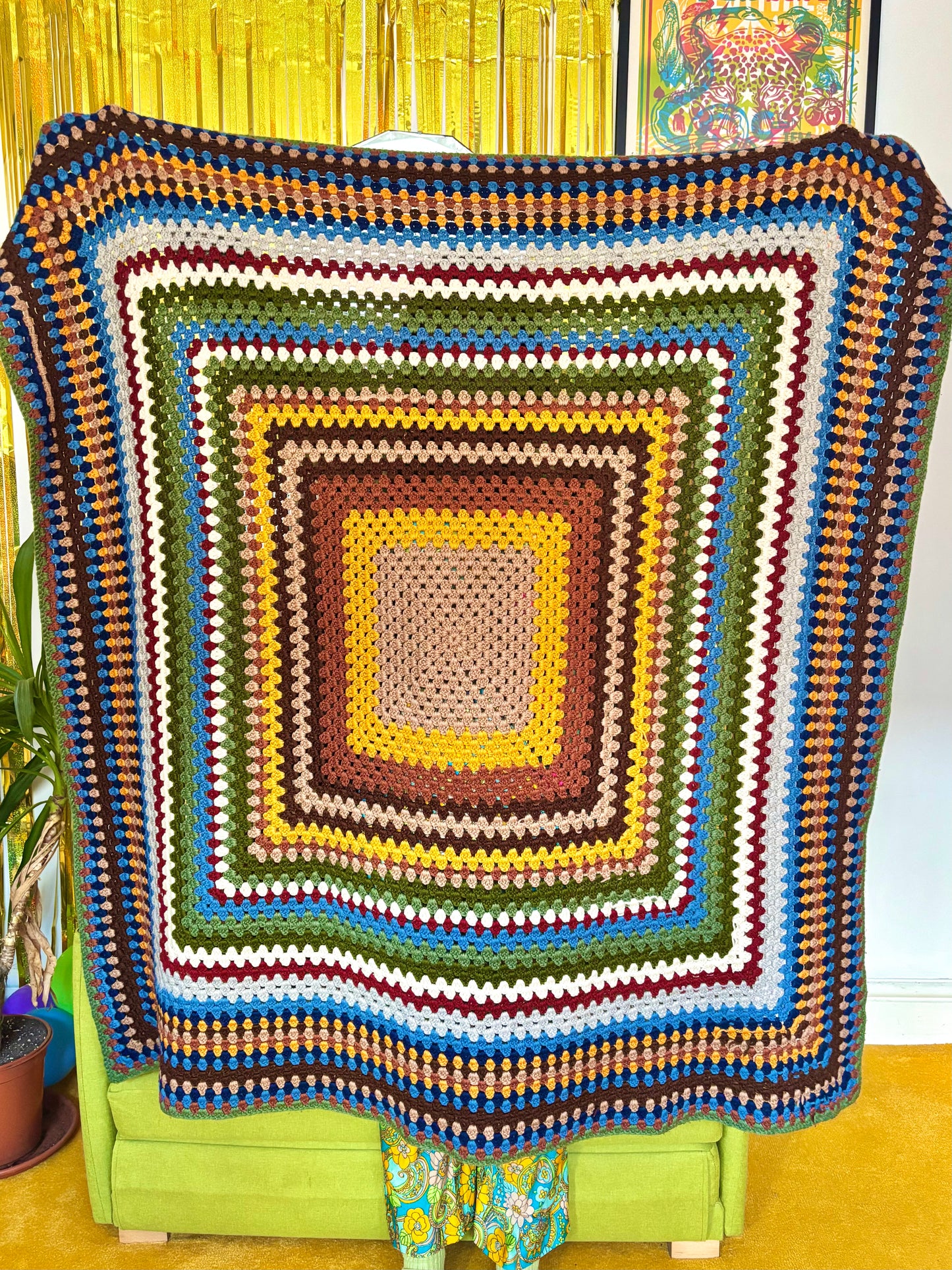 Vintage Colourful Crochet Blanket