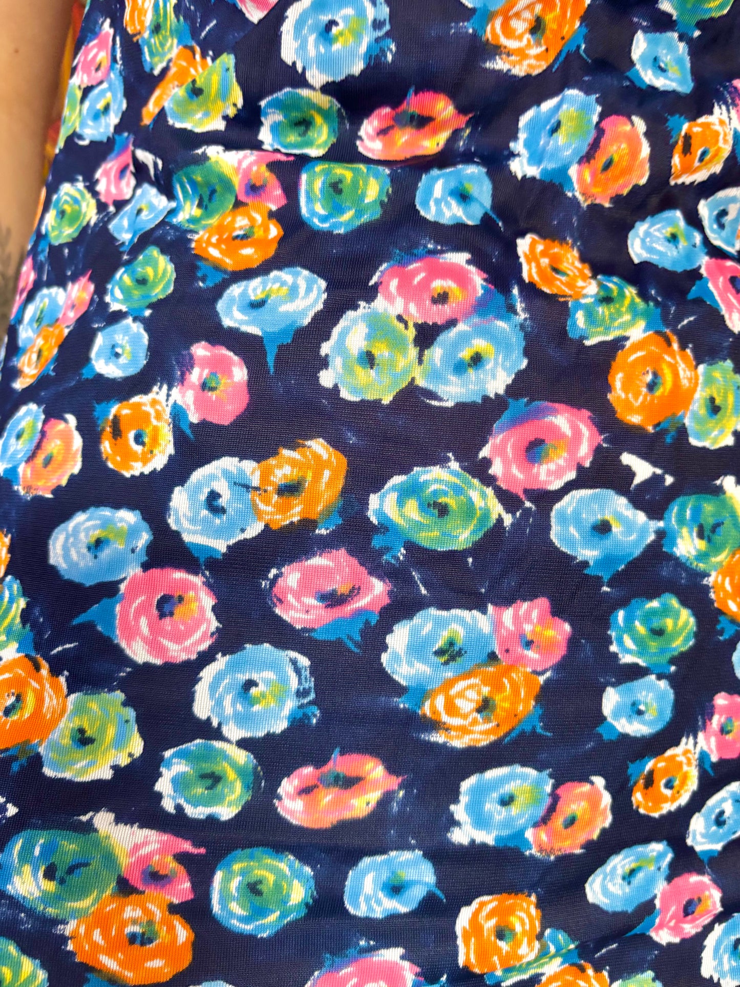 Kitsch Inn Vintage 70s Navy Floral Dress