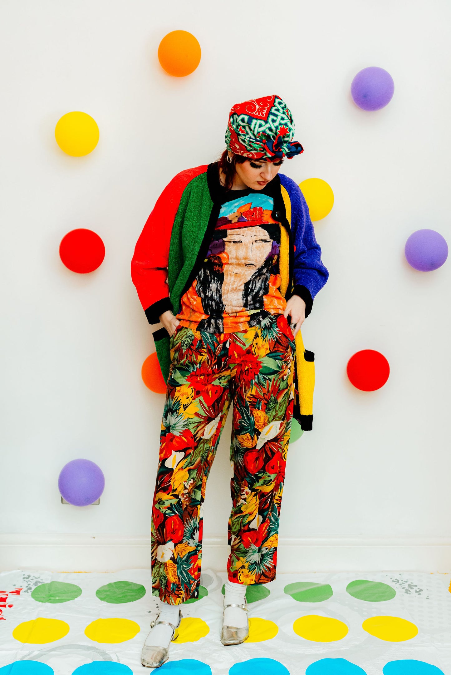 Vintage 80s Colourful Hawaiian Print Trousers