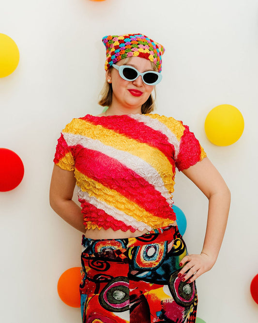 Vintage 90s Orange and Pink Bubble Top