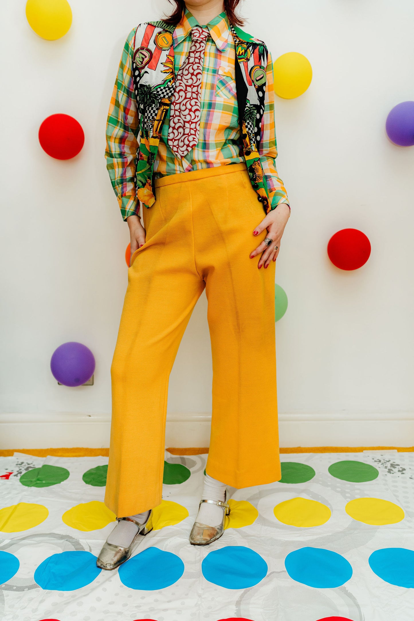 Vintage 70s Yellow Wool Flares
