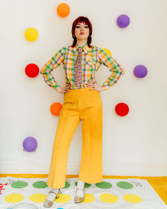 Vintage 70s Yellow Wool Flares