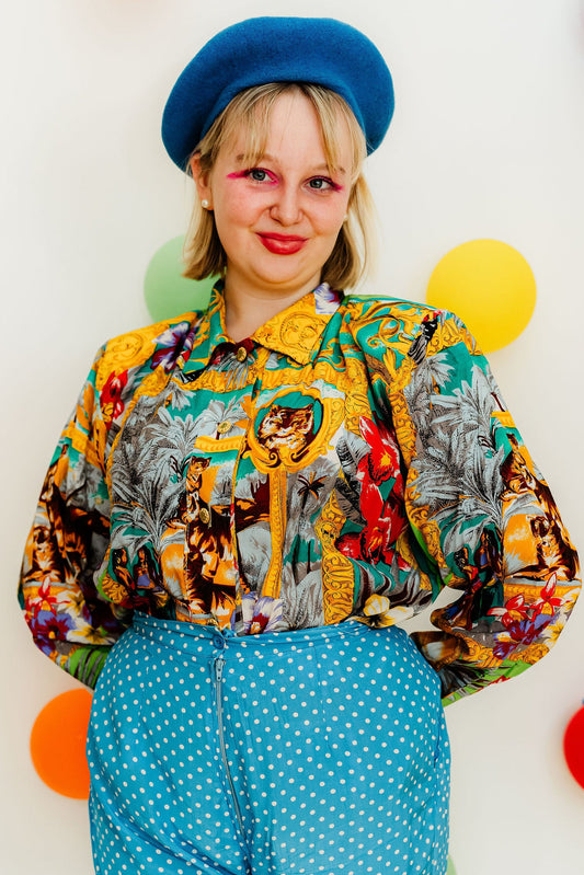 Vintage 80s Tiger Baroque Print Shirt