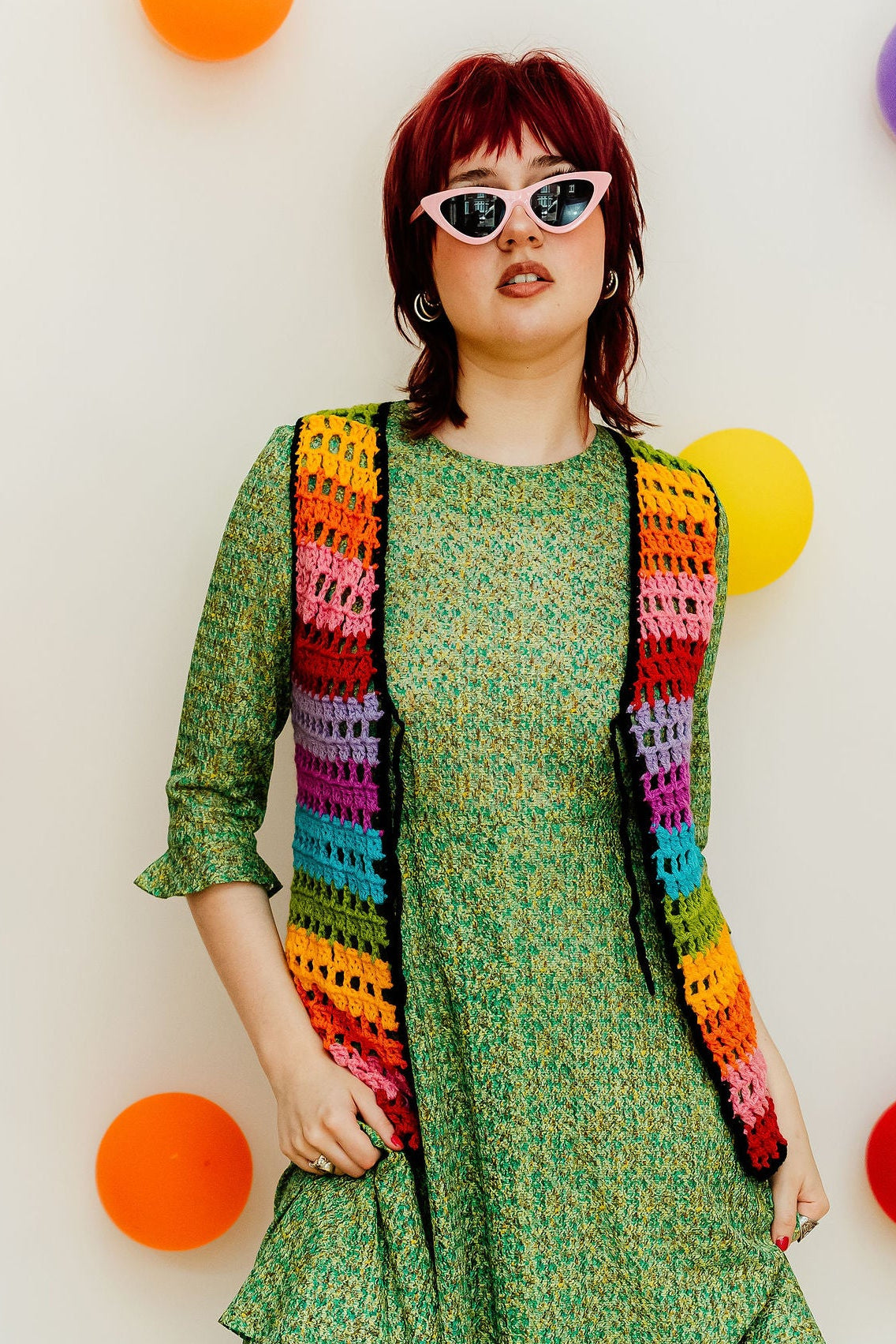 Handmade Rainbow Crochet Waistcoat