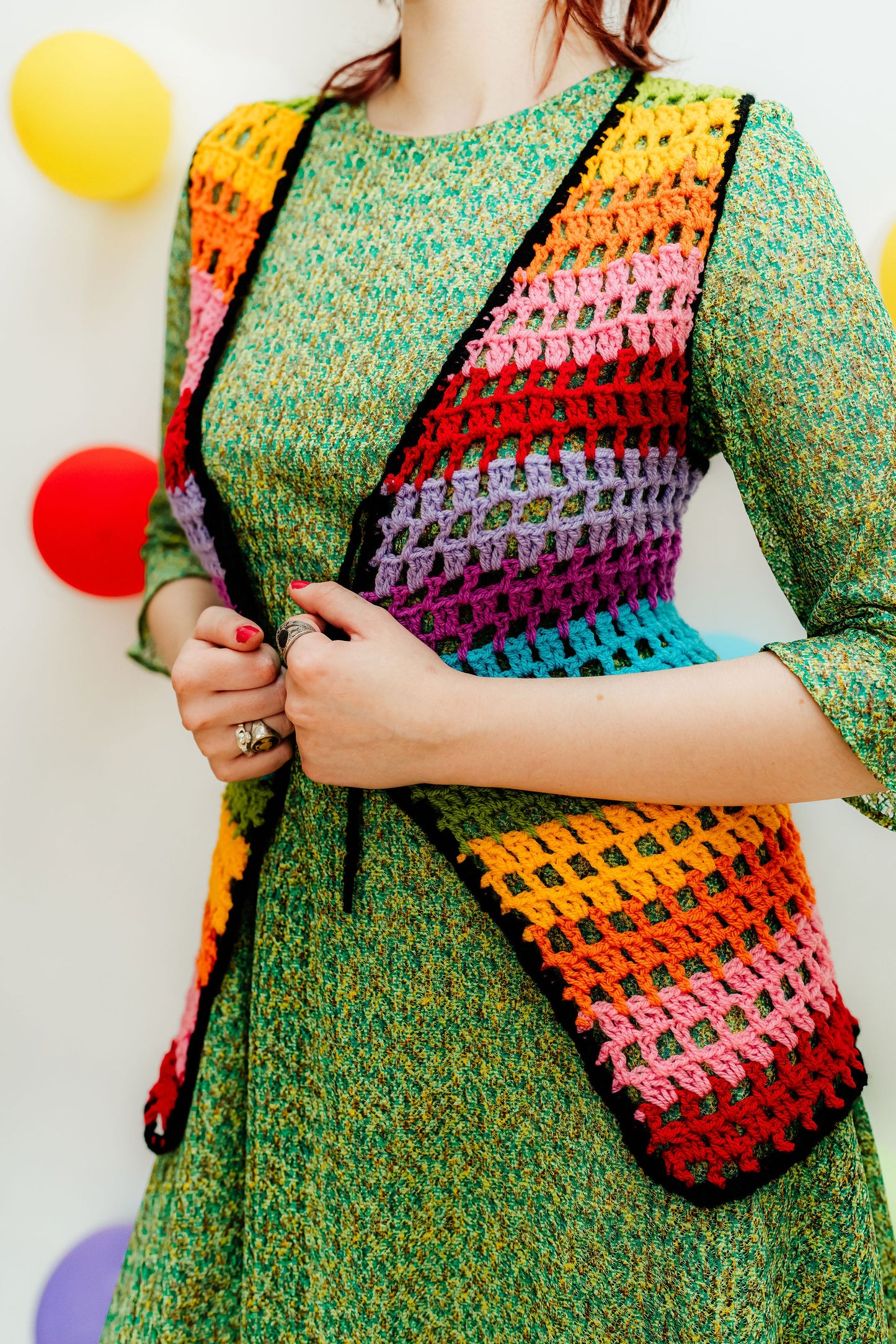 Handmade Rainbow Crochet Waistcoat