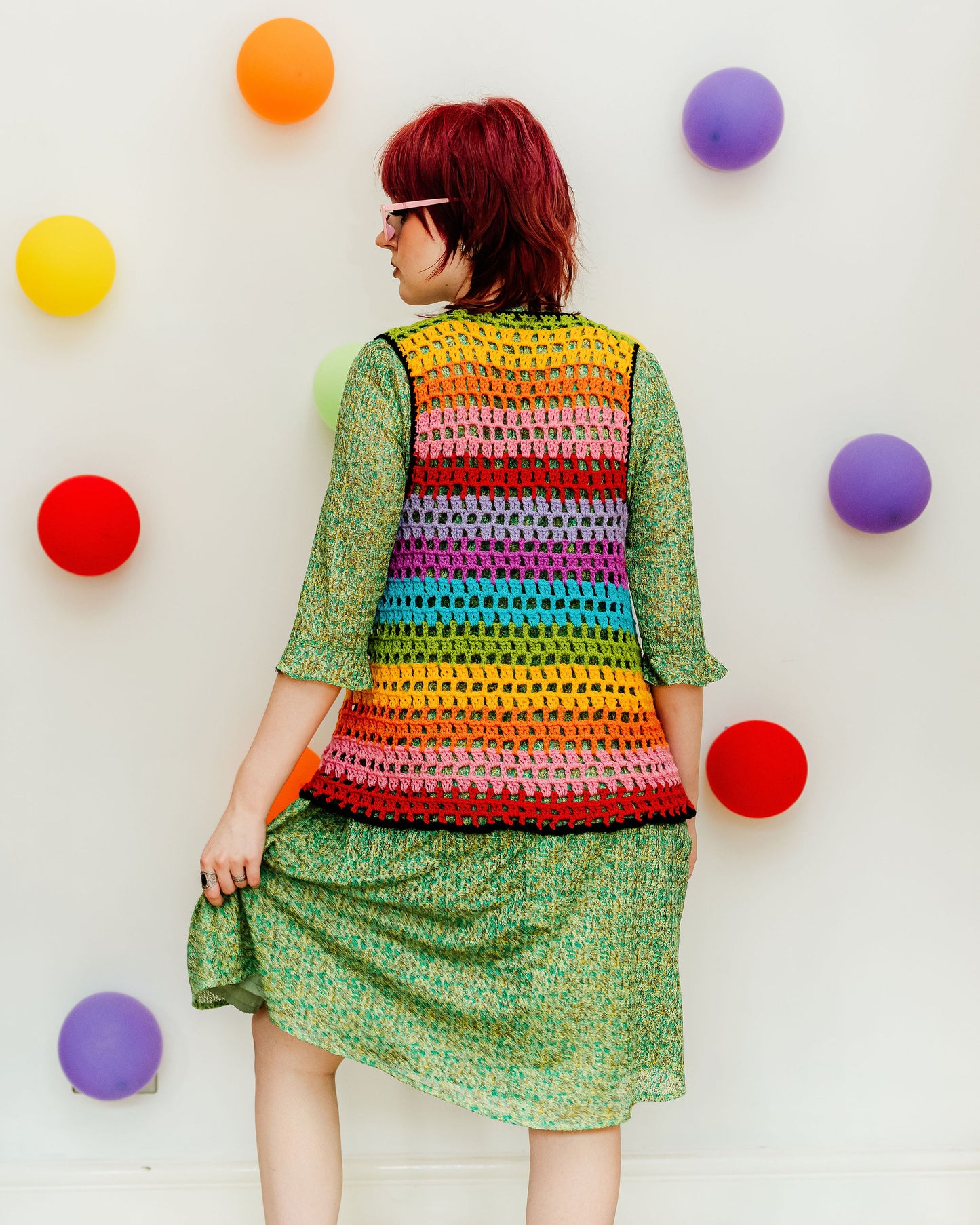 Handmade Rainbow Crochet Waistcoat