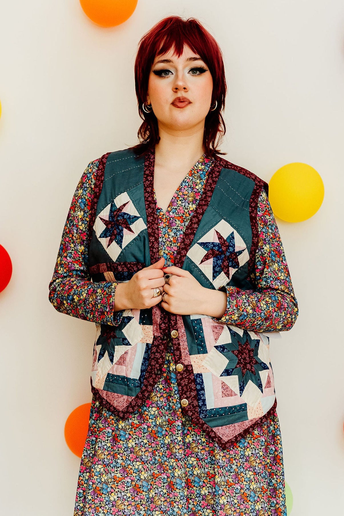 Vintage 70s Patchwork Quilted Waistcoat