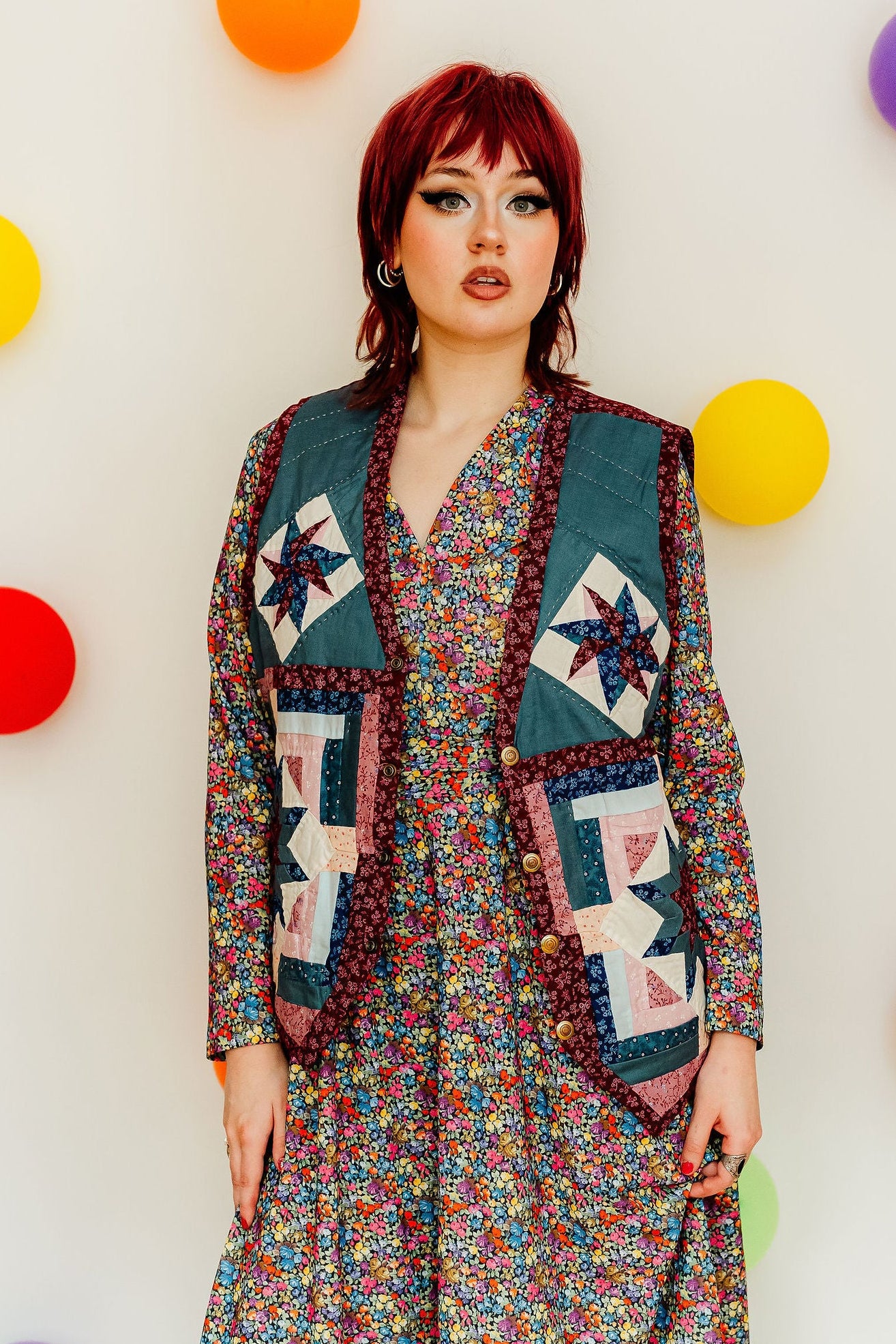 Vintage 70s Patchwork Quilted Waistcoat
