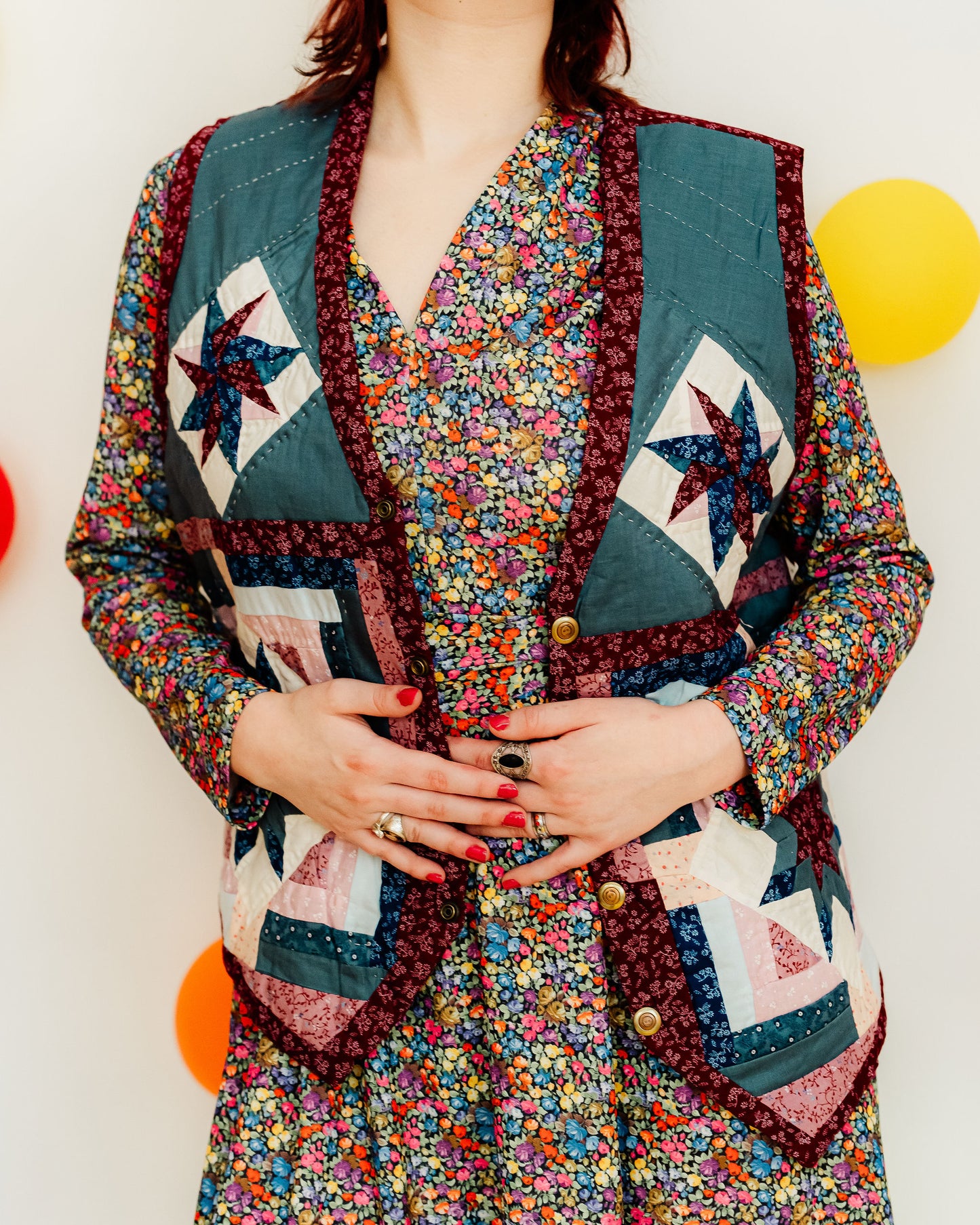 Vintage 70s Patchwork Quilted Waistcoat