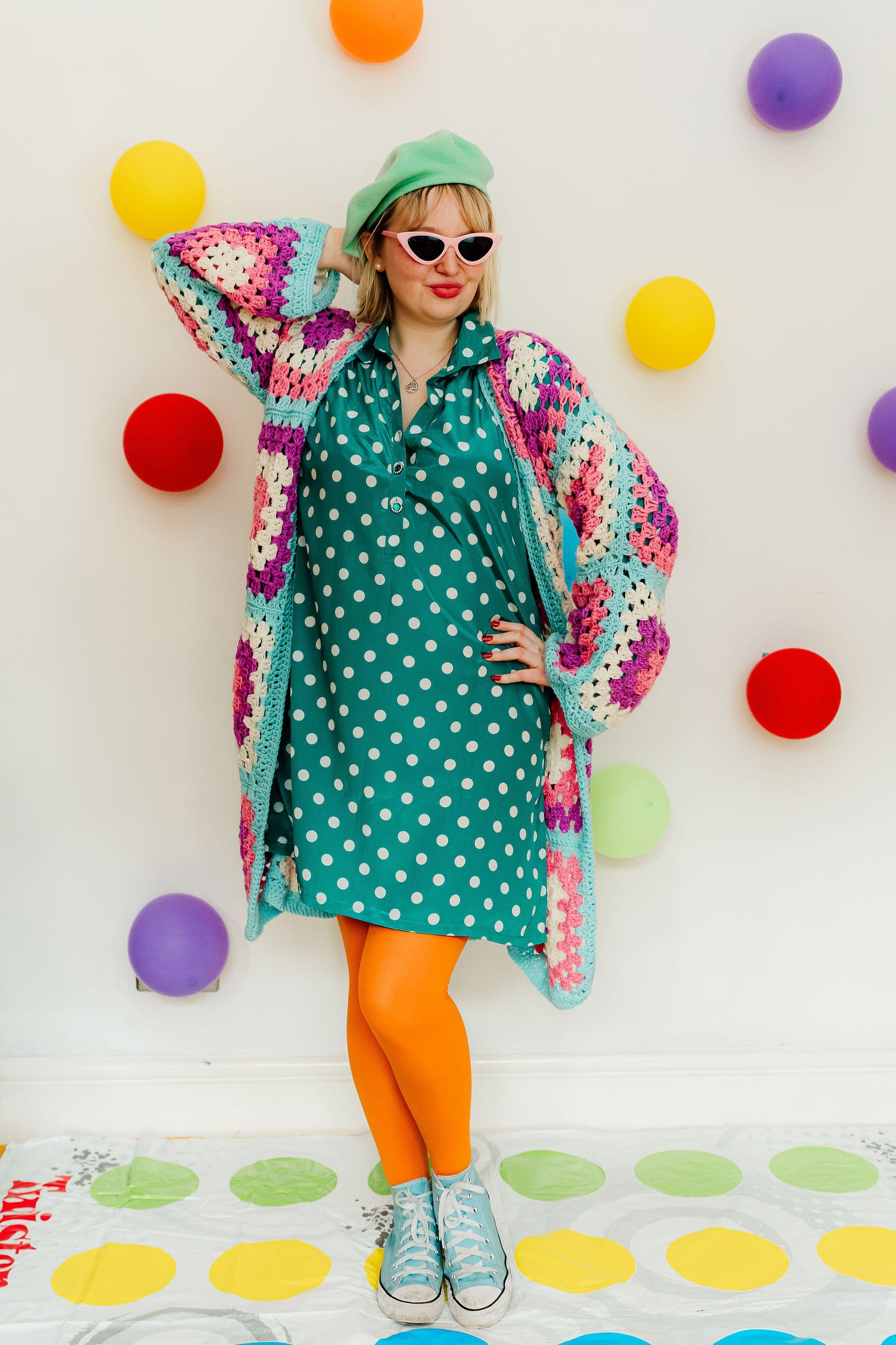 Handmade Pink and Blue Granny Square Cardigan