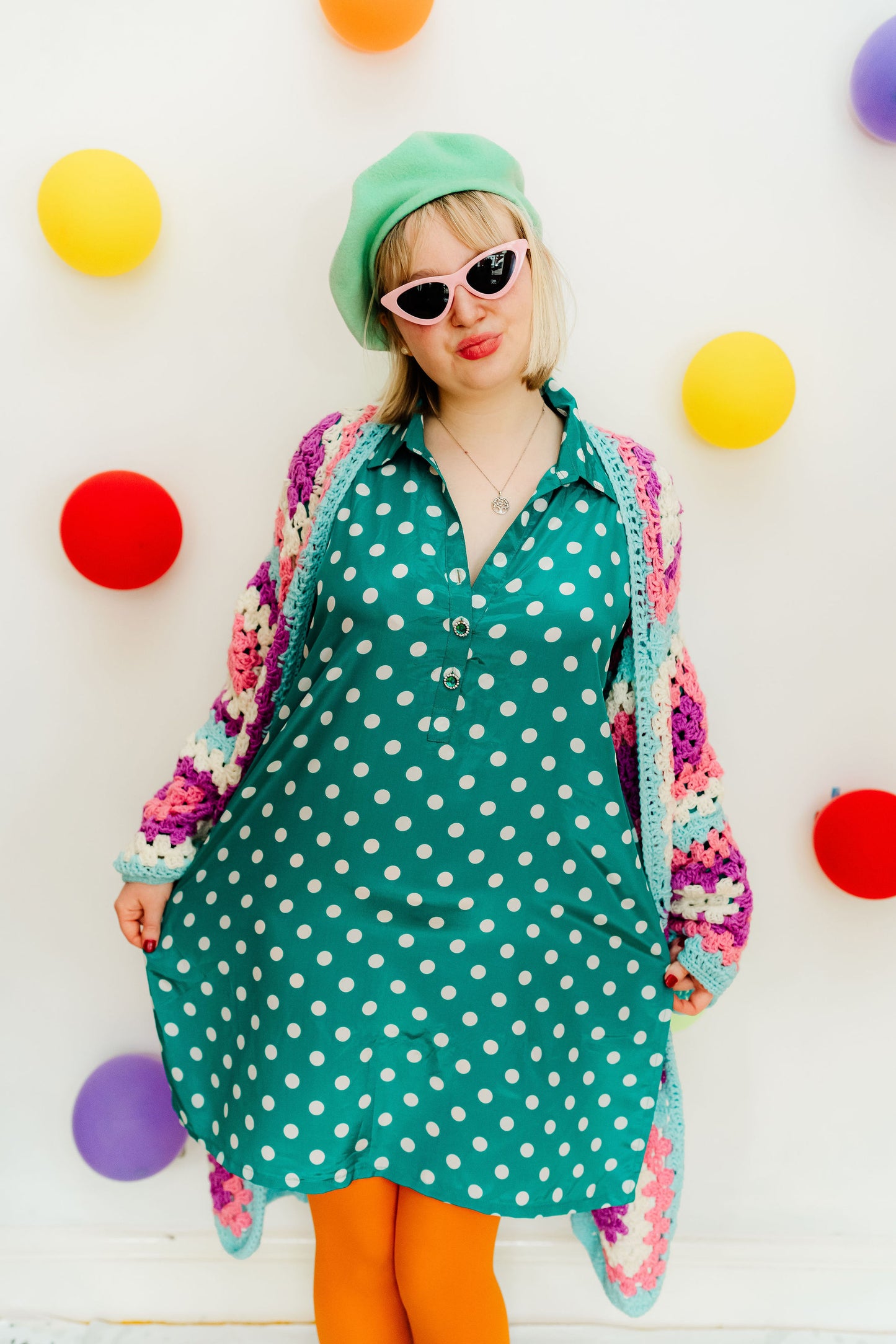 Handmade Pink and Blue Granny Square Cardigan