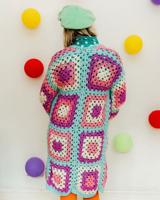 Handmade Pink and Blue Granny Square Cardigan