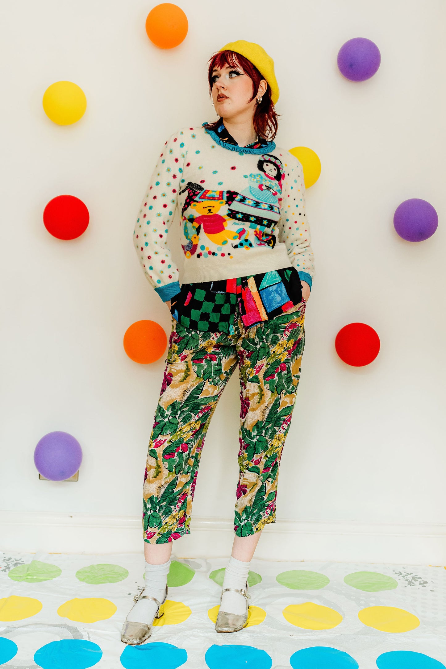 Vintage 80s Tropical Print Trousers