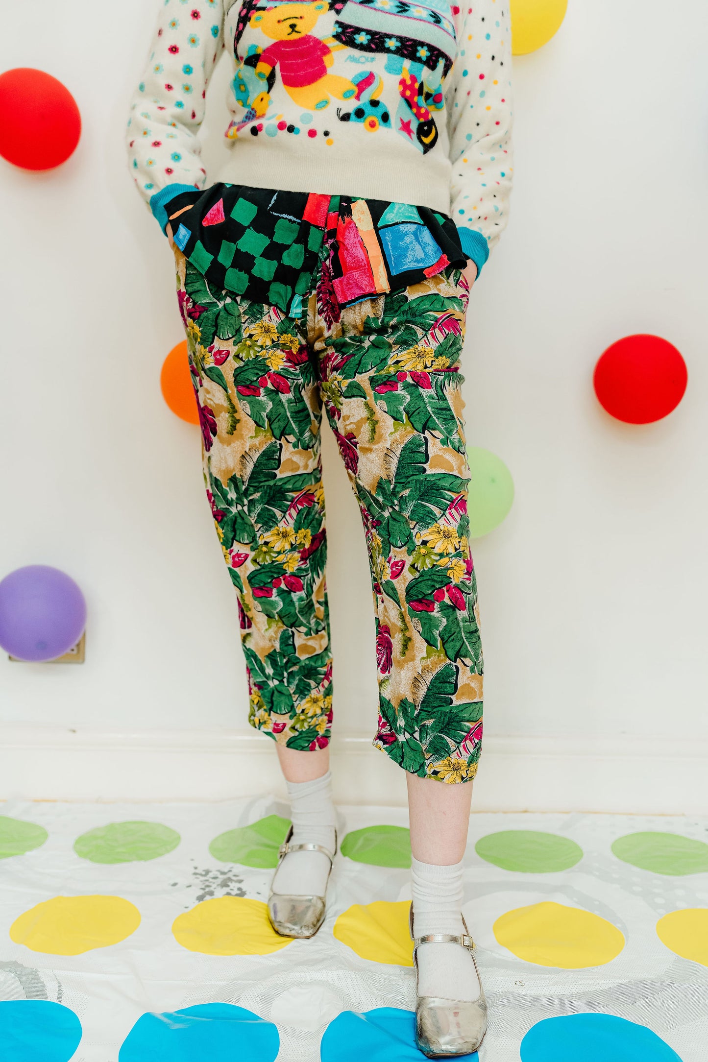 Vintage 80s Tropical Print Trousers