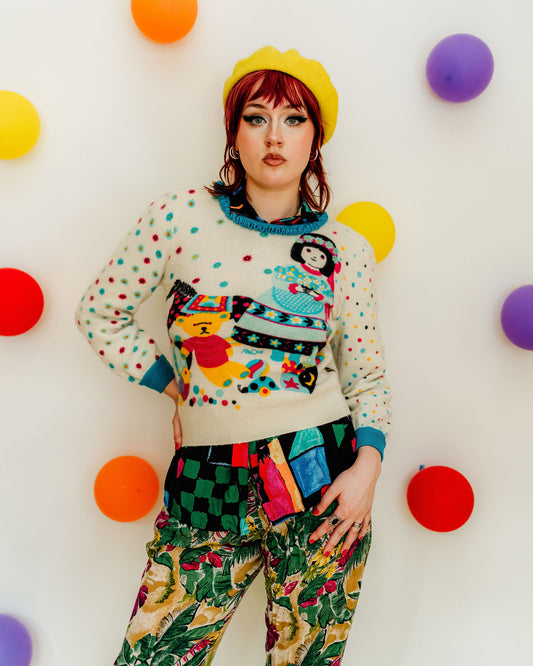 Vintage 80s Spotty Angora Novelty Jumper