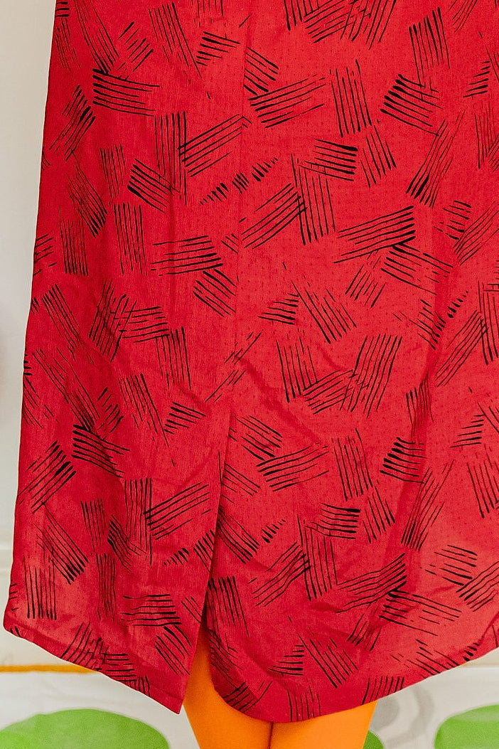 Vintage 80s Red Peplum Midi Dress