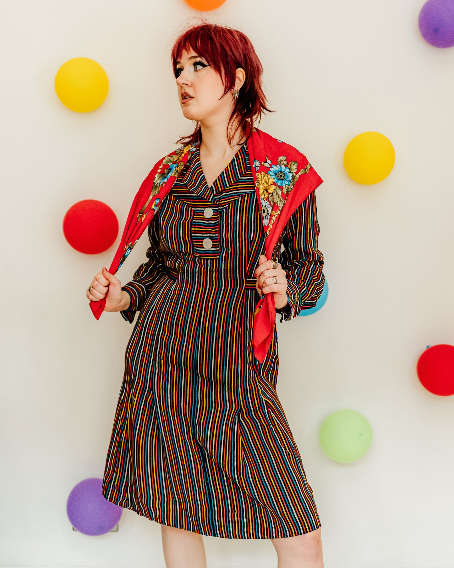 Vintage 70s Rainbow Stripe Dress
