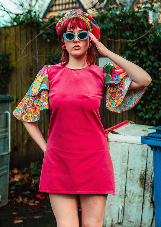 The Recycling Centre Pink Velvet Mini Dress