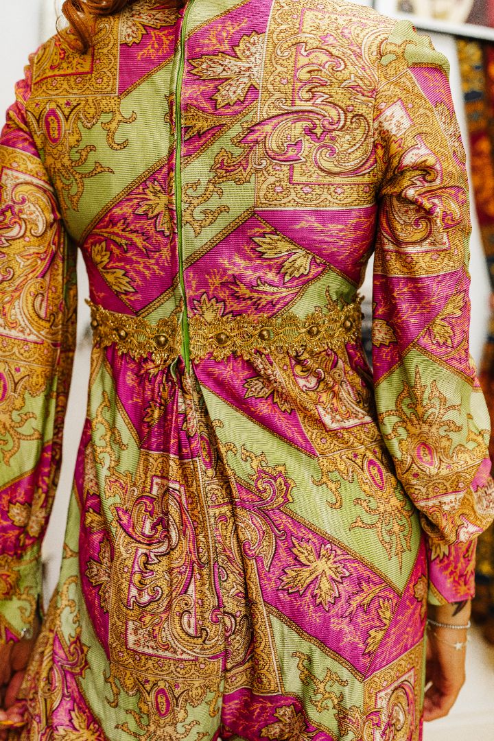 Vintage 60s Pink and Gold Psychedelic Jumpsuit