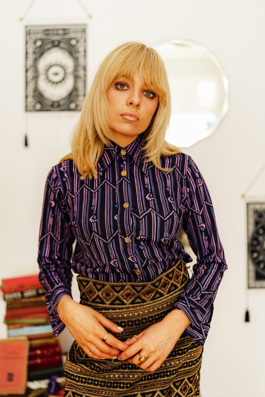 Vintage 70s Purple Print Shirt