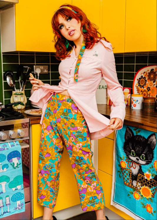 Kitsch Inn Vintage 60s Psychedelic Floral Trousers