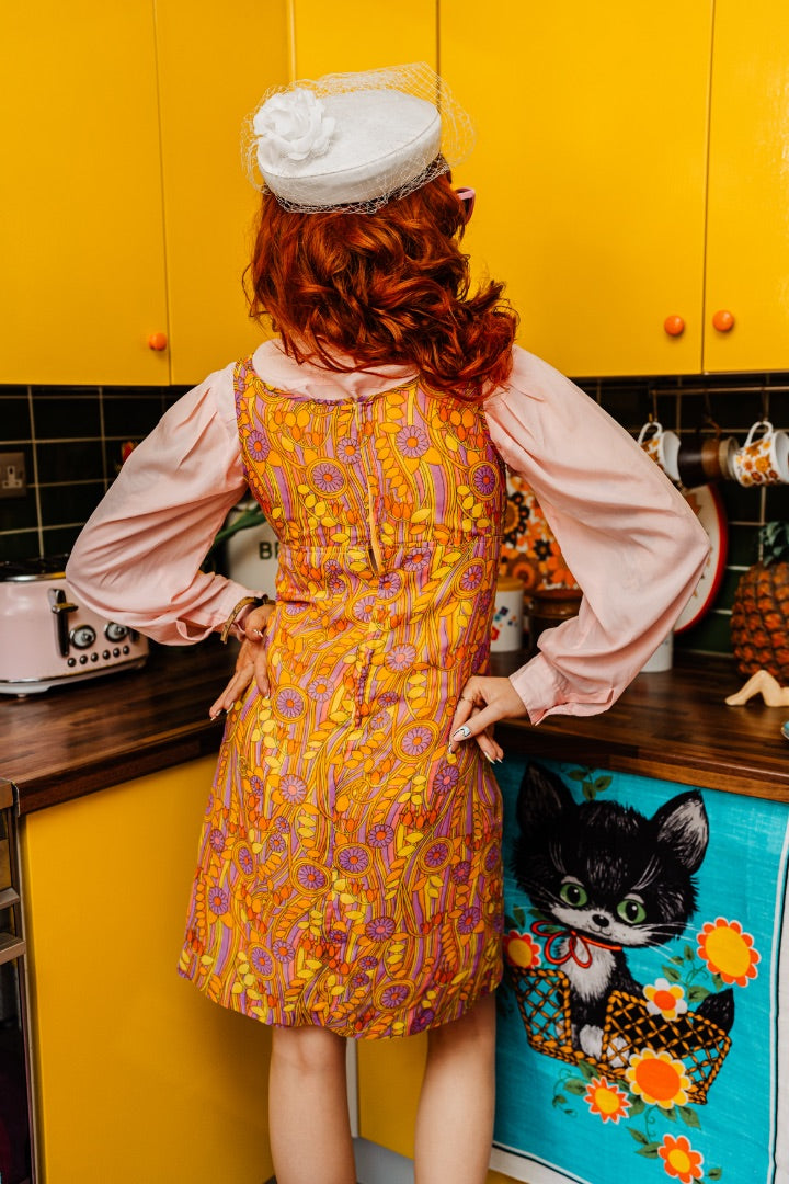 Kitsch Inn Vintage 60s Yellow Psychedelic Dollyrockers Mini Dress