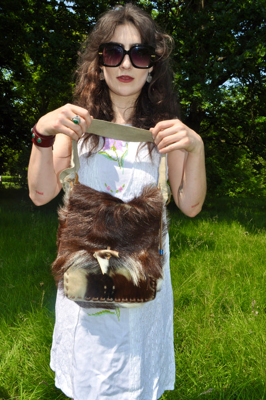 Vintage 60s Cow Hide Fur Bag