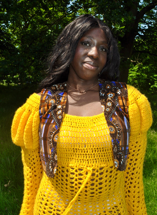 Vintage 70s Colourful Velvet Cropped Waistcoat