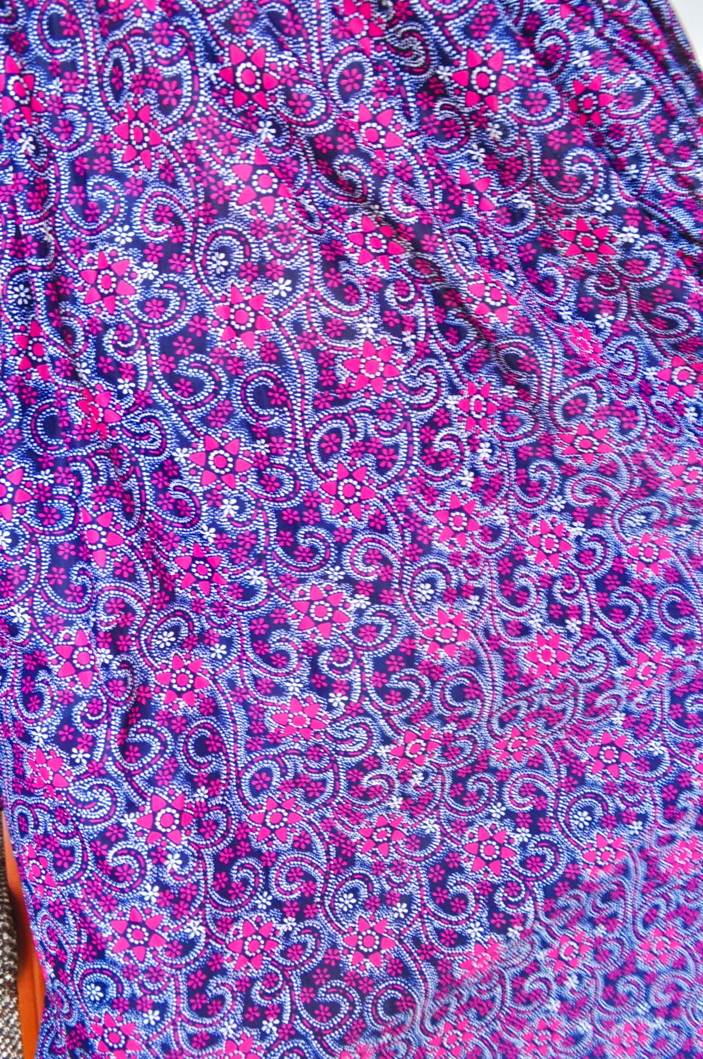Vintage 60s Purple Floral Smock Maxi Dress