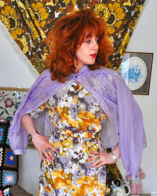 Vintage 80s Lilac Purple Sheer Blouse