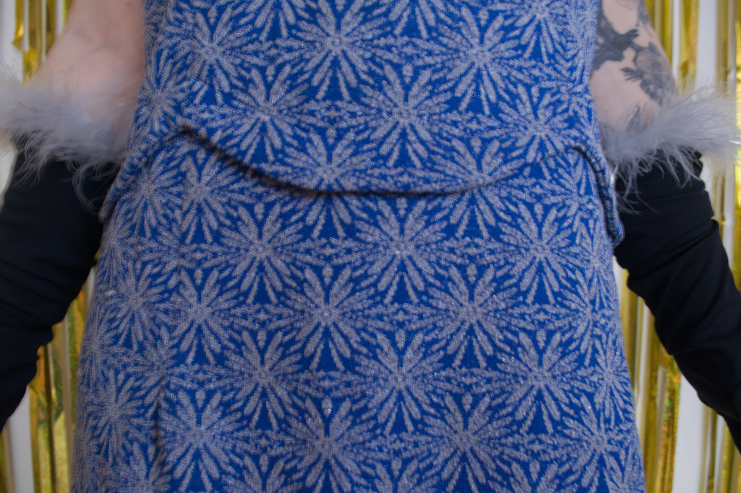 Vintage 60s Blue and Silver Lurex Mini Dress