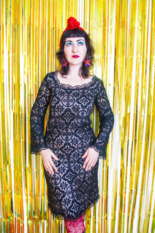 Vintage 60s Black Lace Dress