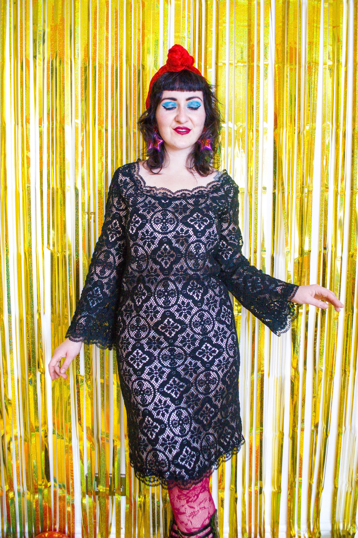 Vintage 60s Black Lace Dress