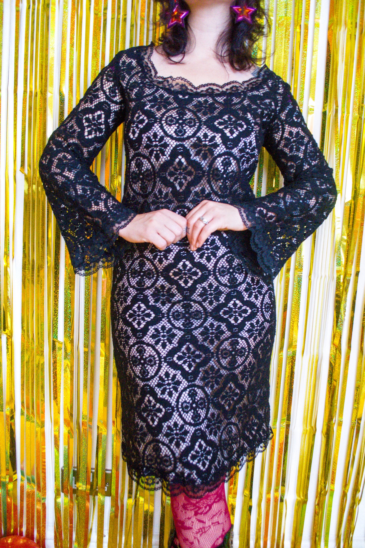 Vintage 60s Black Lace Dress