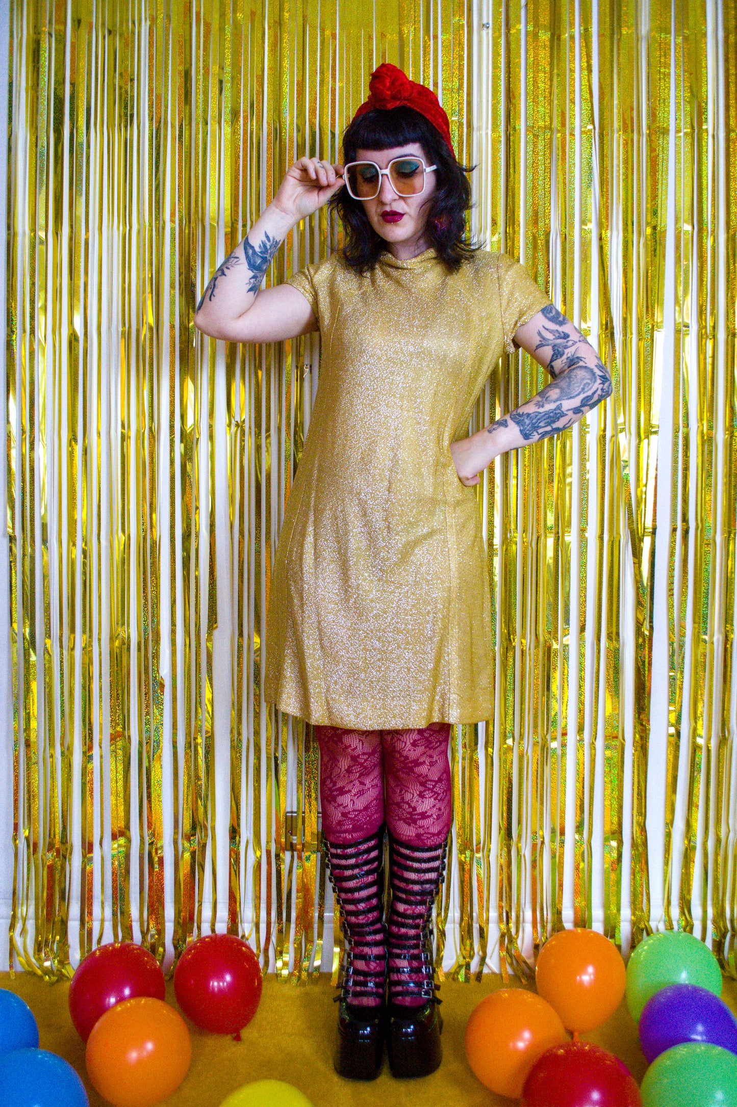 Vintage 60s Gold Lurex Dress