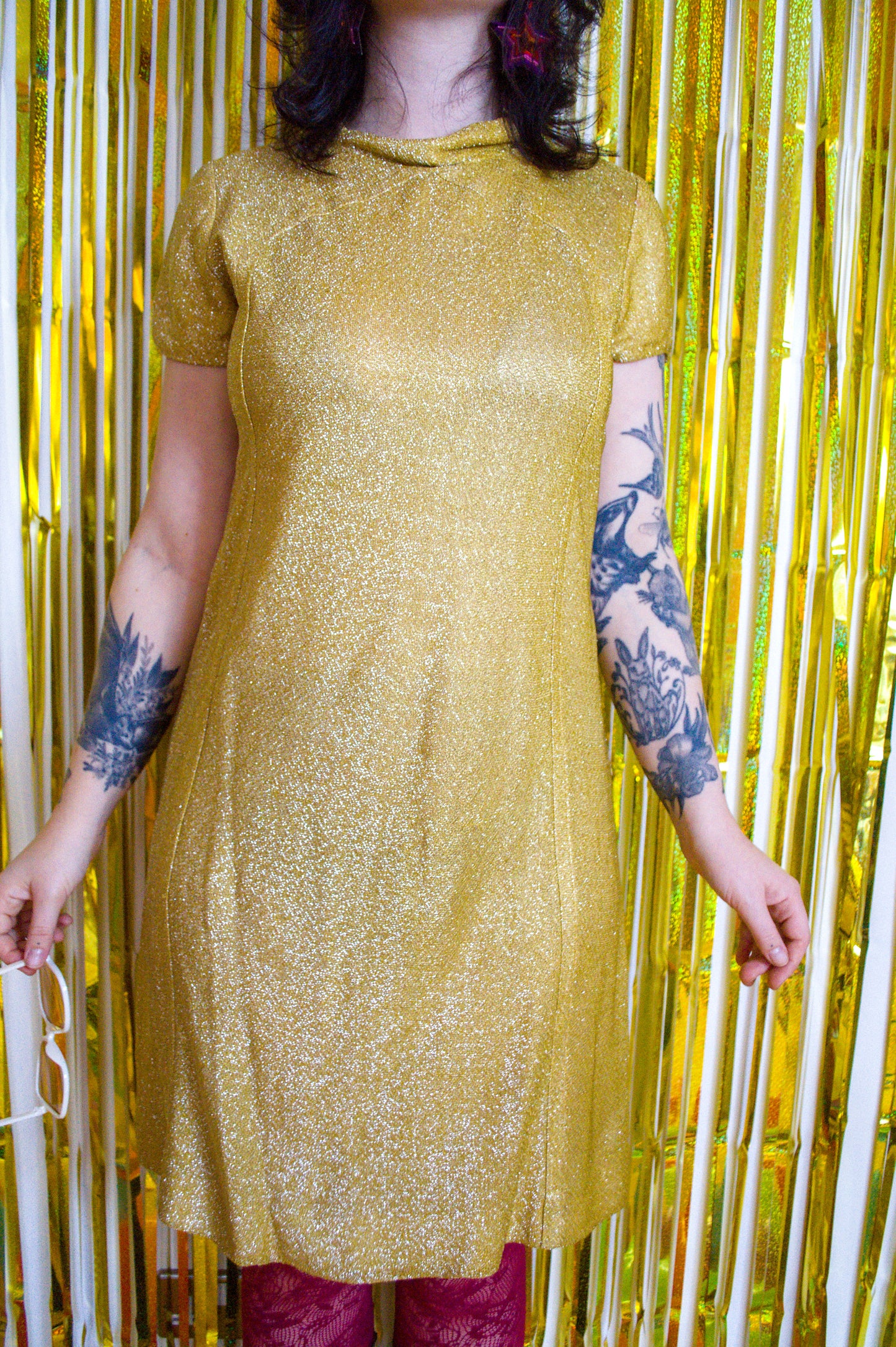 Vintage 60s Gold Lurex Dress