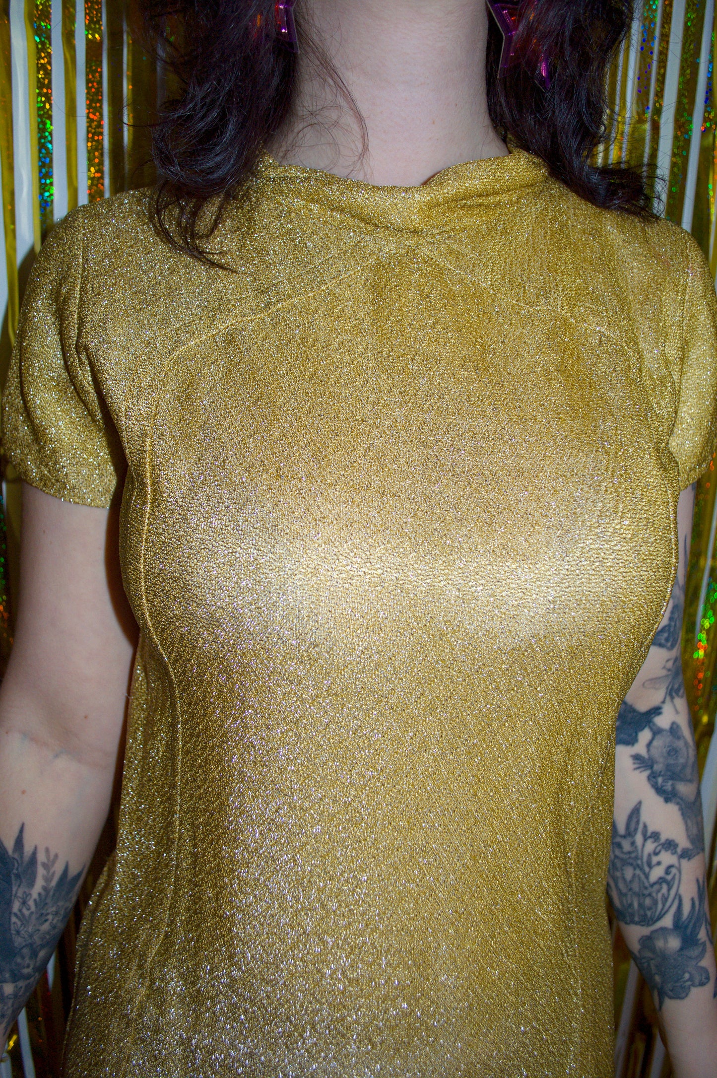 Vintage 60s Gold Lurex Dress