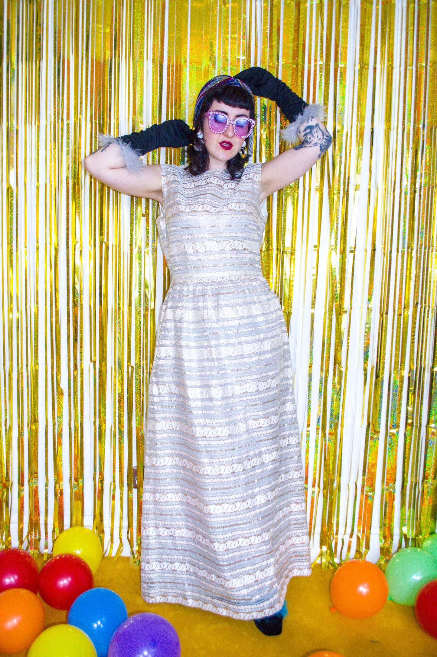 Vintage 70s Cream Lace Maxi Dress