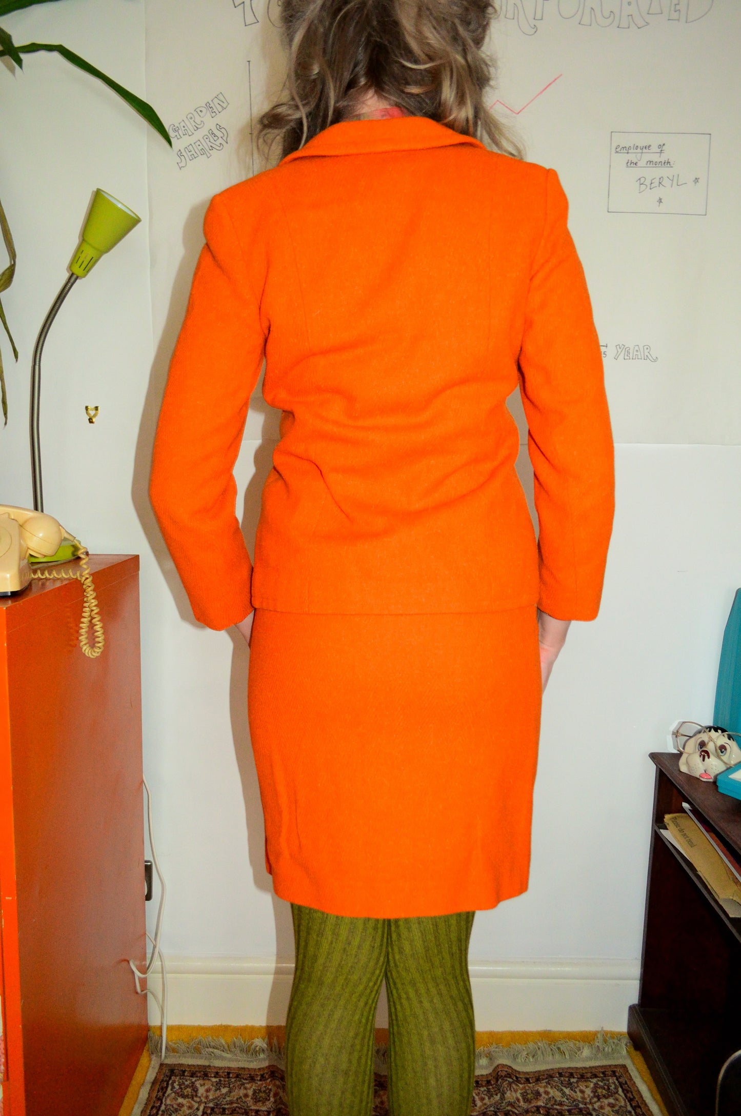 Vintage 60s Orange Wool Two Piece Suit