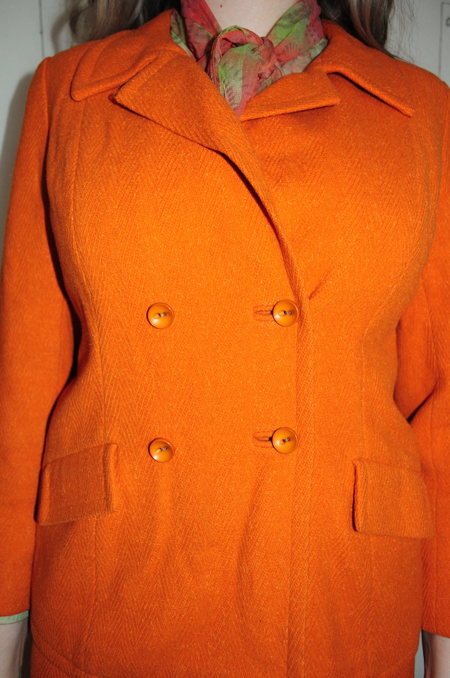 Vintage 60s Orange Wool Two Piece Suit