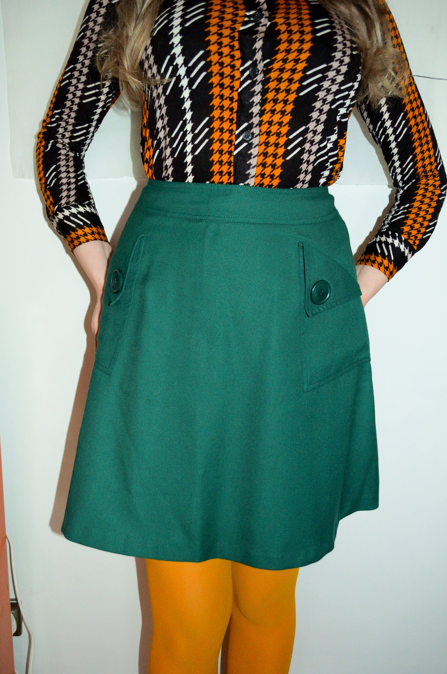 Vintage 70s Forest Green Mini Skirt